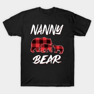 Nanny Bear Red Plaid Christmas Pajama Matching Family Gift T-Shirt